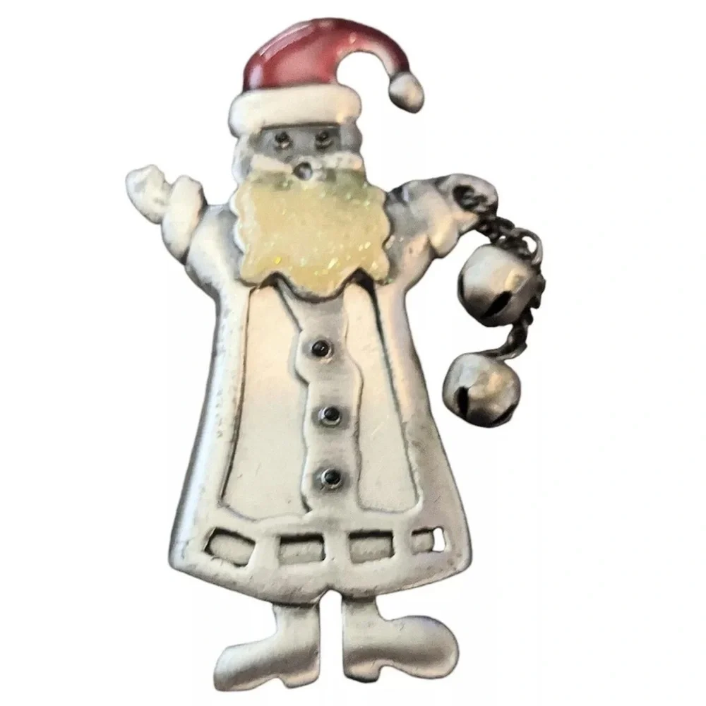 TC Festive Santa Brooch - Red and Silver